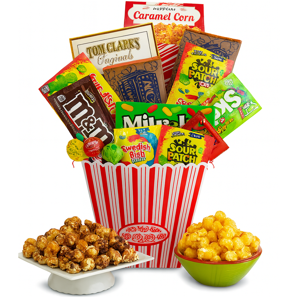 Ultimate Movie Night Gift Basket – Gourmet Popcorn, Candy & Snacks