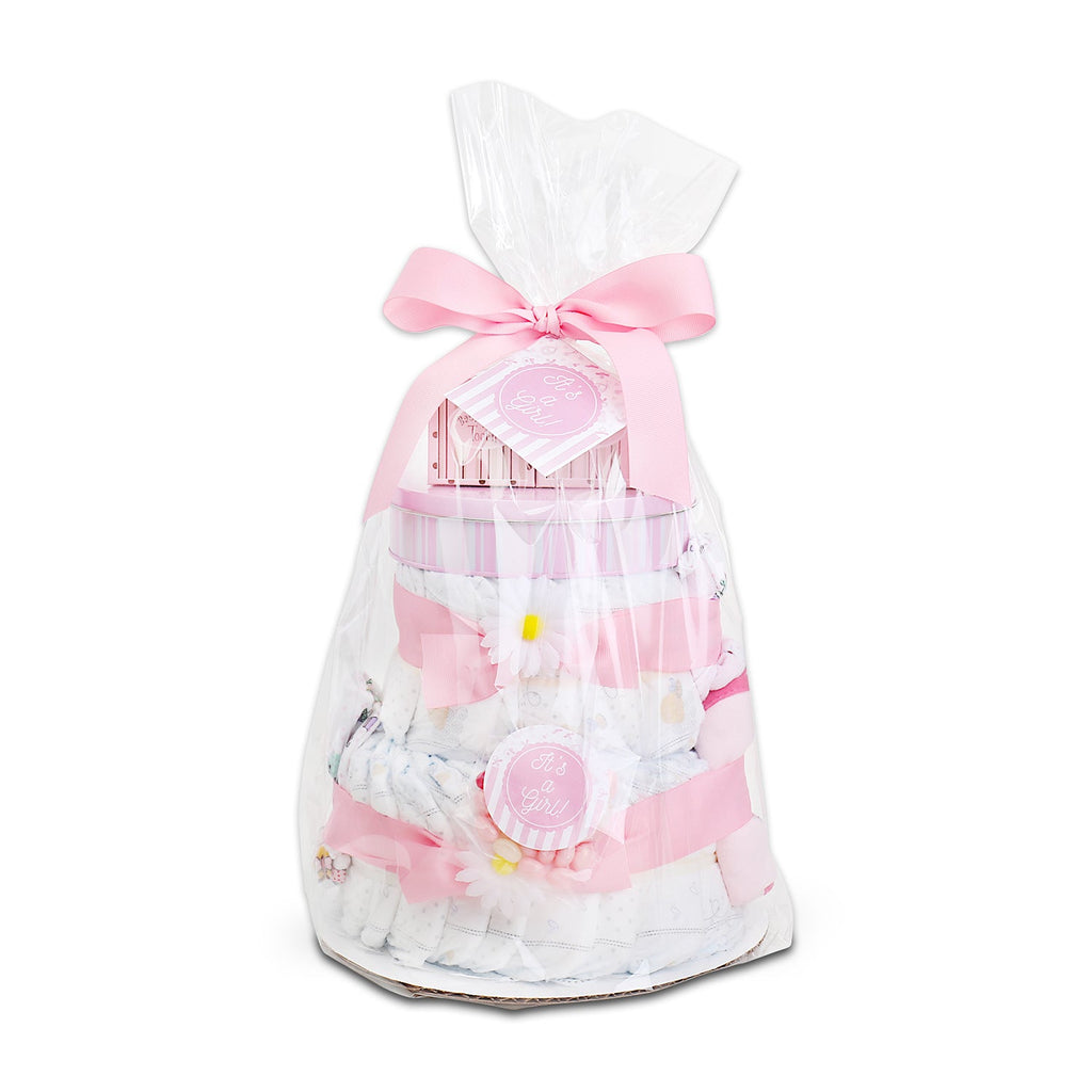 Sweet Baby Girl Diaper Cake Gift – New Baby Gift