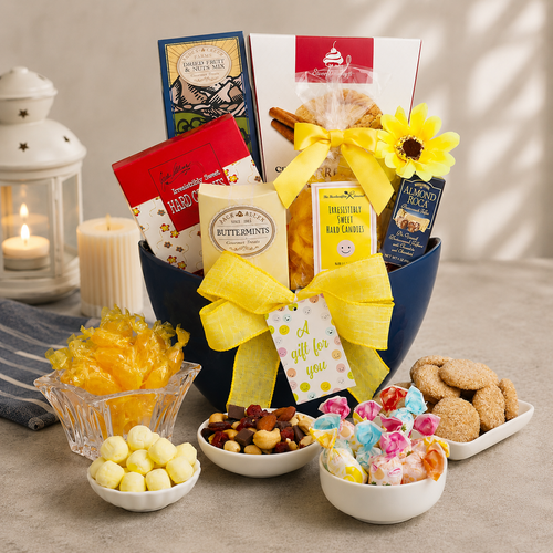 All Smiles Gift Tote gourmet gift basket from Beyond the Bow Gifts