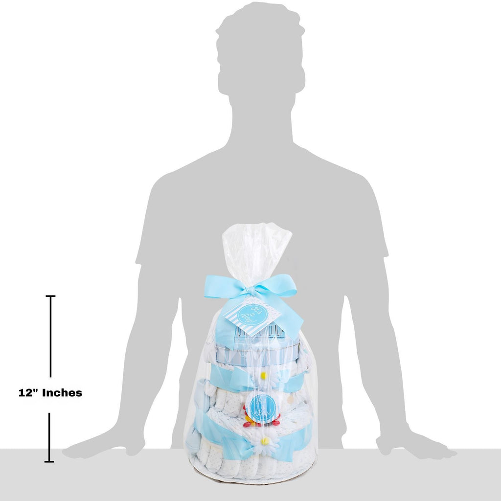Blue Two- Tier Diaper Cake – New Baby Gift