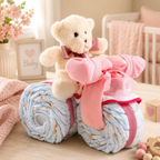 Pink Tricycle Diaper Cake Baby Gift new baby gift basket or baby shower gift from Beyond the Bow Gifts