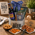 Father's Day Sippin’ Summer Snack Gift Basket Father's Day gift basket for dad with gourmet snacks from Beyond the Bow Gifts