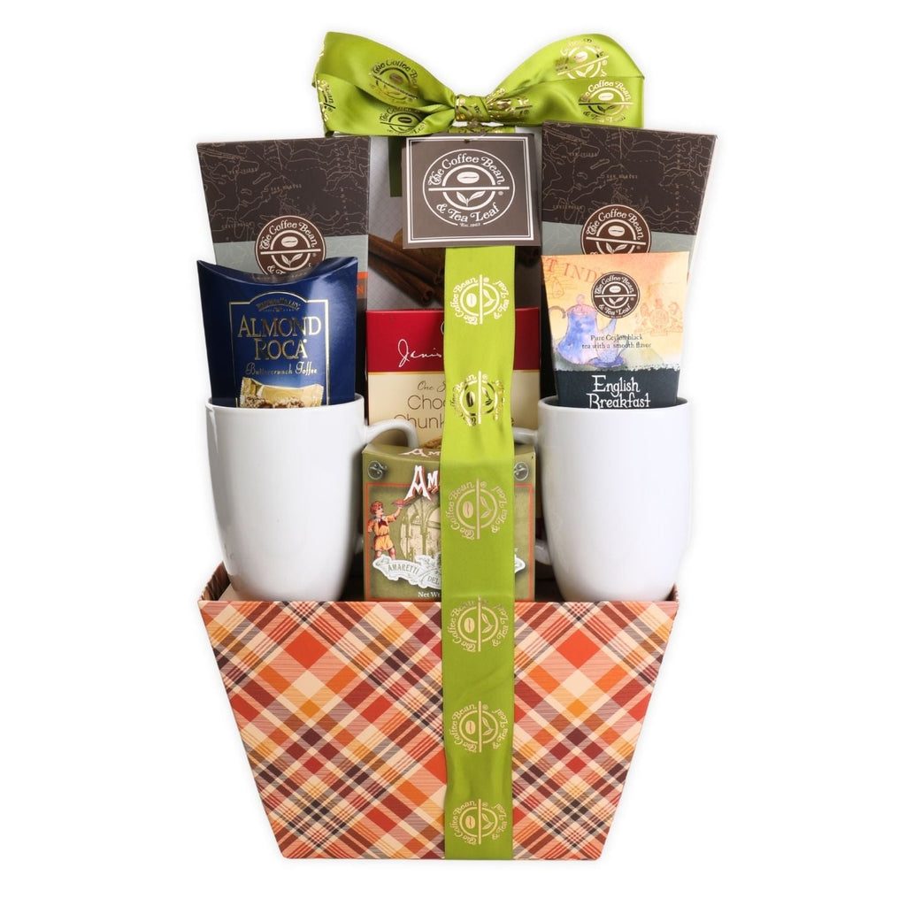 gift basket with contents inside
