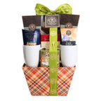 gift basket with contents inside
