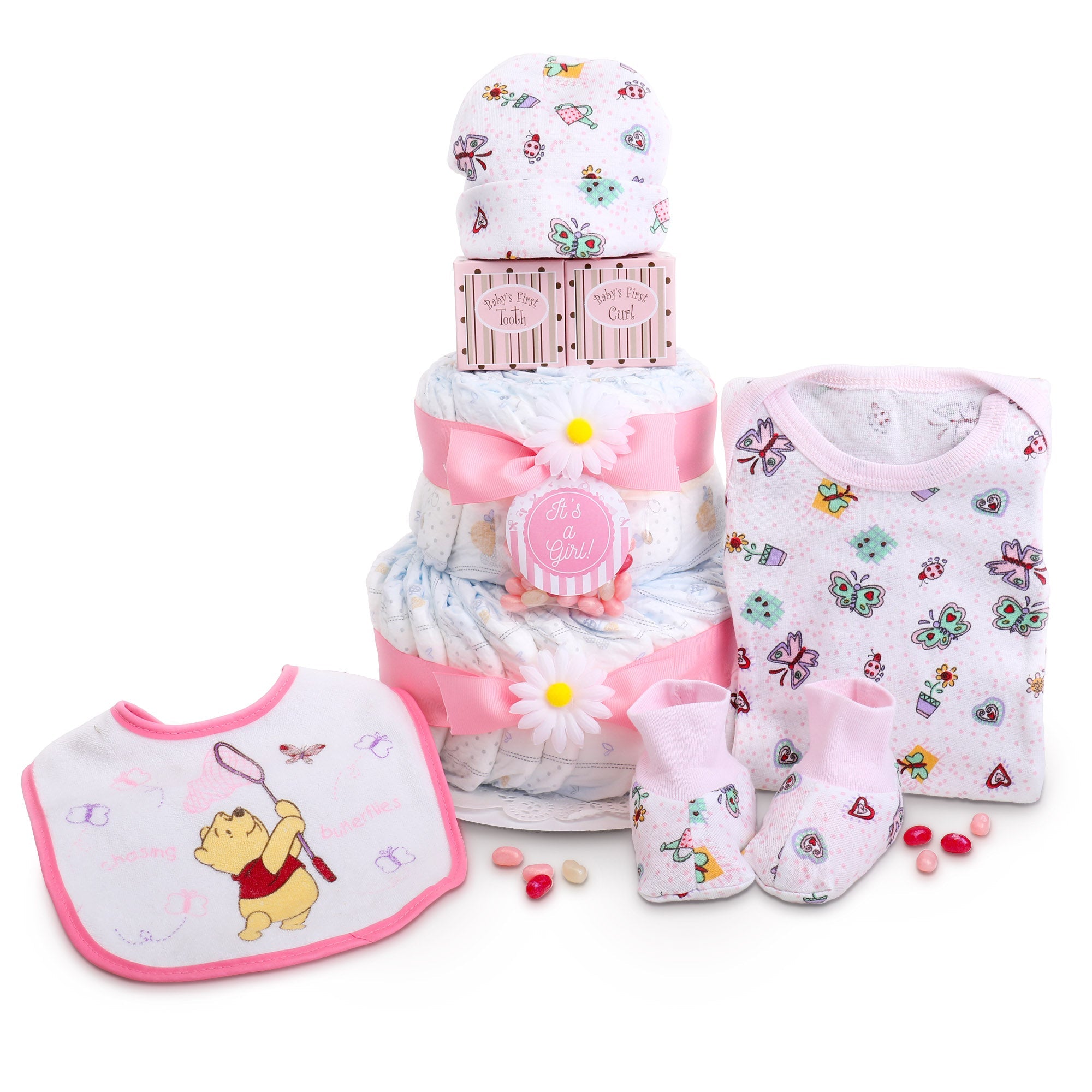 Sweet Baby Girl Diaper Cake Gift – New Baby Gift